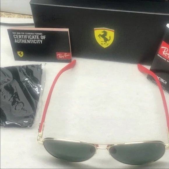 Brand new Ferrari Scuderia Aviator Unisex 8313 Polarized sunglass Gold/Green - Picture 7 of 8